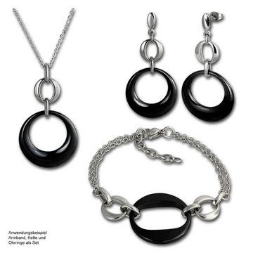 Amello Edelstahlkette Amello Round Halskette silber schwarz (Halskette), Damen Halsketten (Round) aus Edelstahl (Stainless Steel)