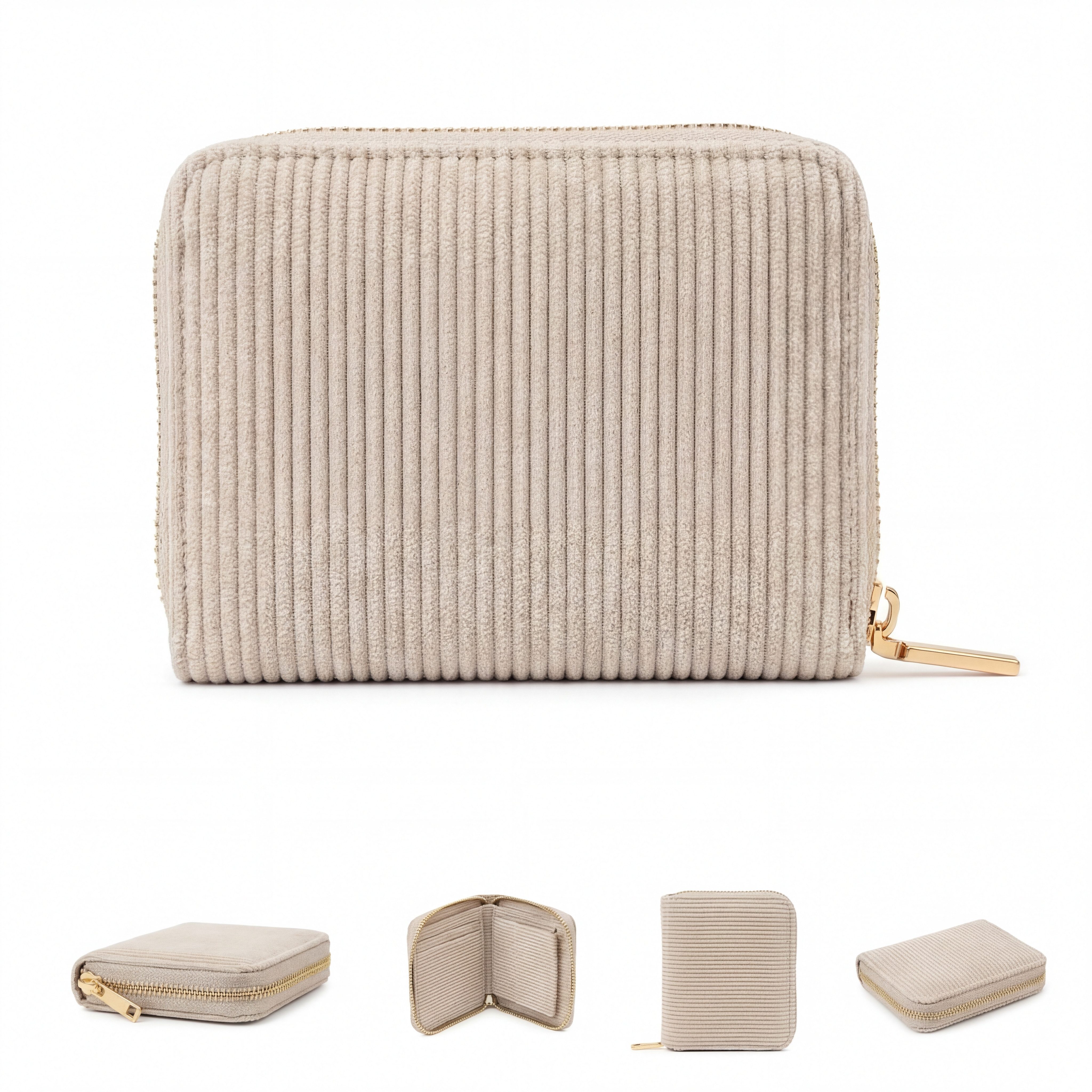 MillyMilk Geldbörse Kord Geldbeutel FONDO Damen – Mini Portemonnaie Stoff Pastell klein, Formstabil & kompakt – kein labberiges Säckchen!