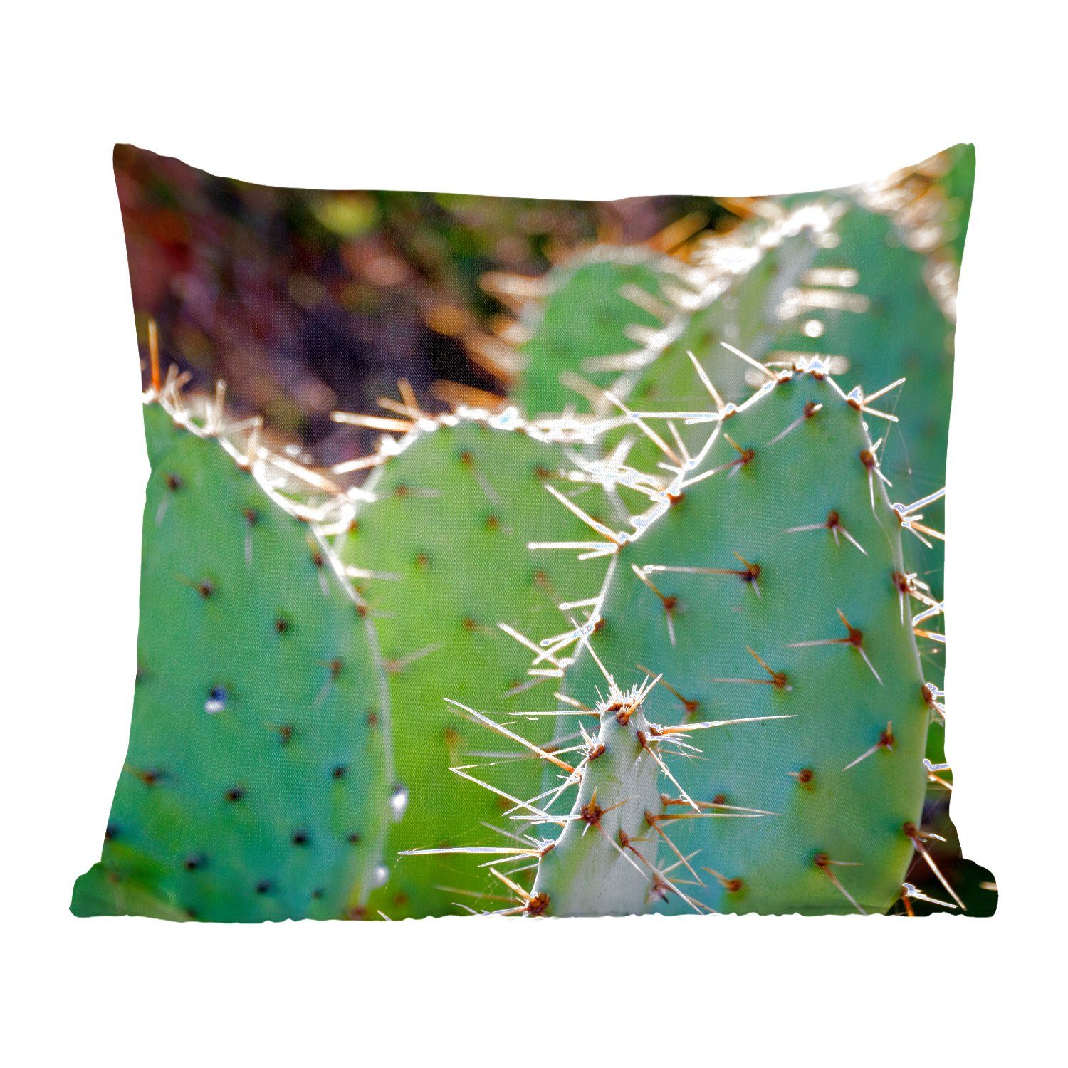 MuchoWow Dekokissen Botanischer Kaktus Fotodruck, Zierkissen mit Füllung für Wohzimmer, Schlafzimmer, Deko, Sofakissen