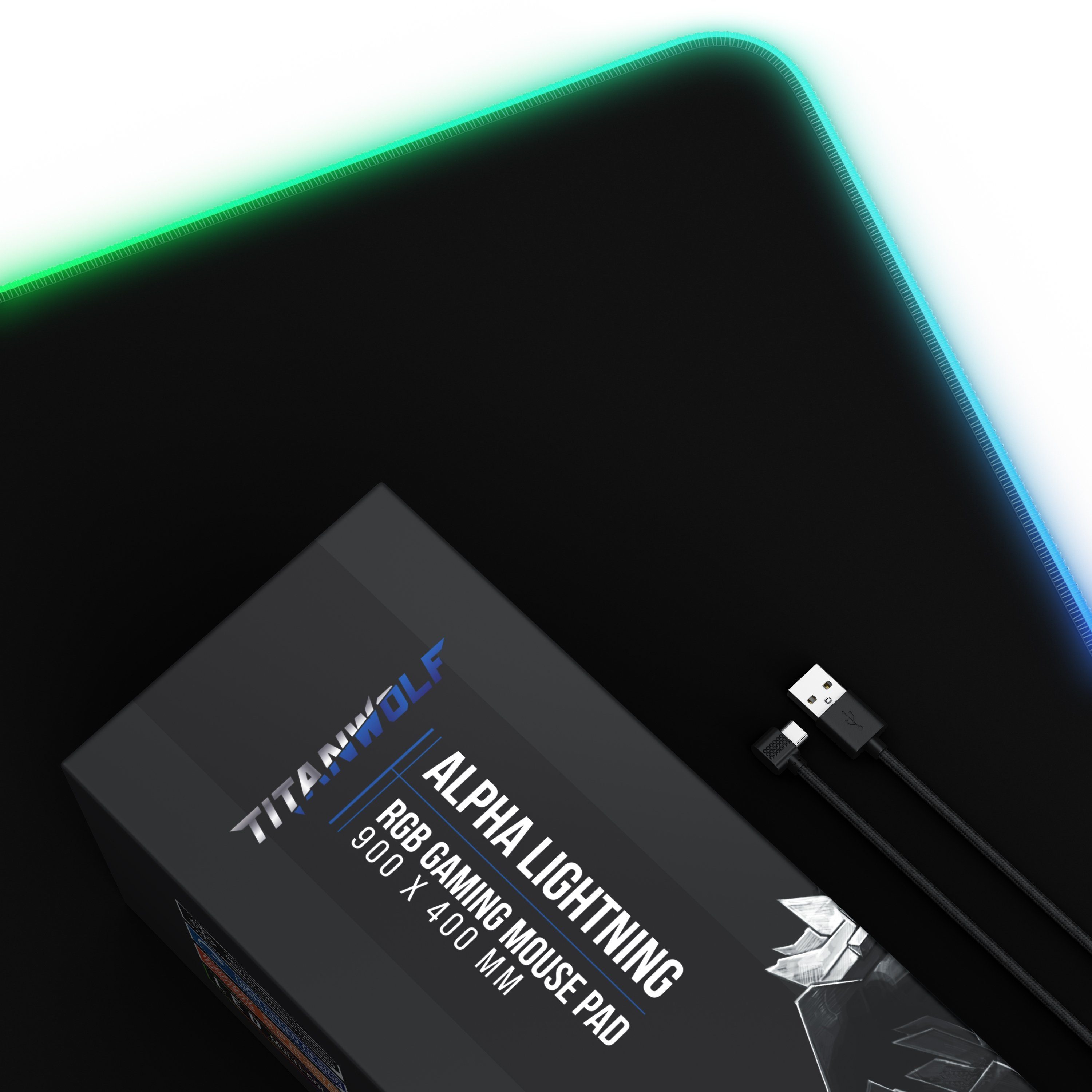Titanwolf Gaming Mauspad RGB Mousepad 900 x 400 x 3 mm, LED Multi Color XXL Tischunterlage (1-St), rutschfest, abwaschbar, Geschwindigkeit & Präzision, schwarz – Bild 3 von 5