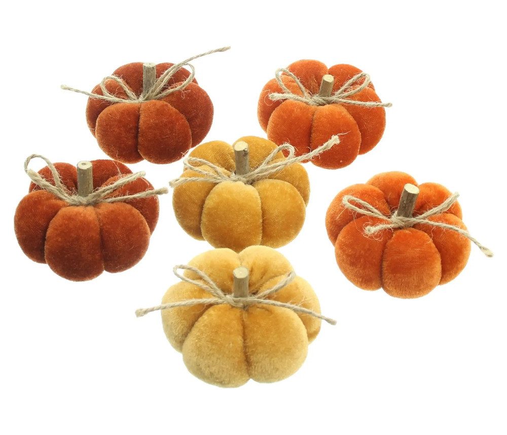 Home-trends24.de Dekofigur Kürbis samtweich Kürbisse Herbst Tisch Deko 6er Set (6 St)
