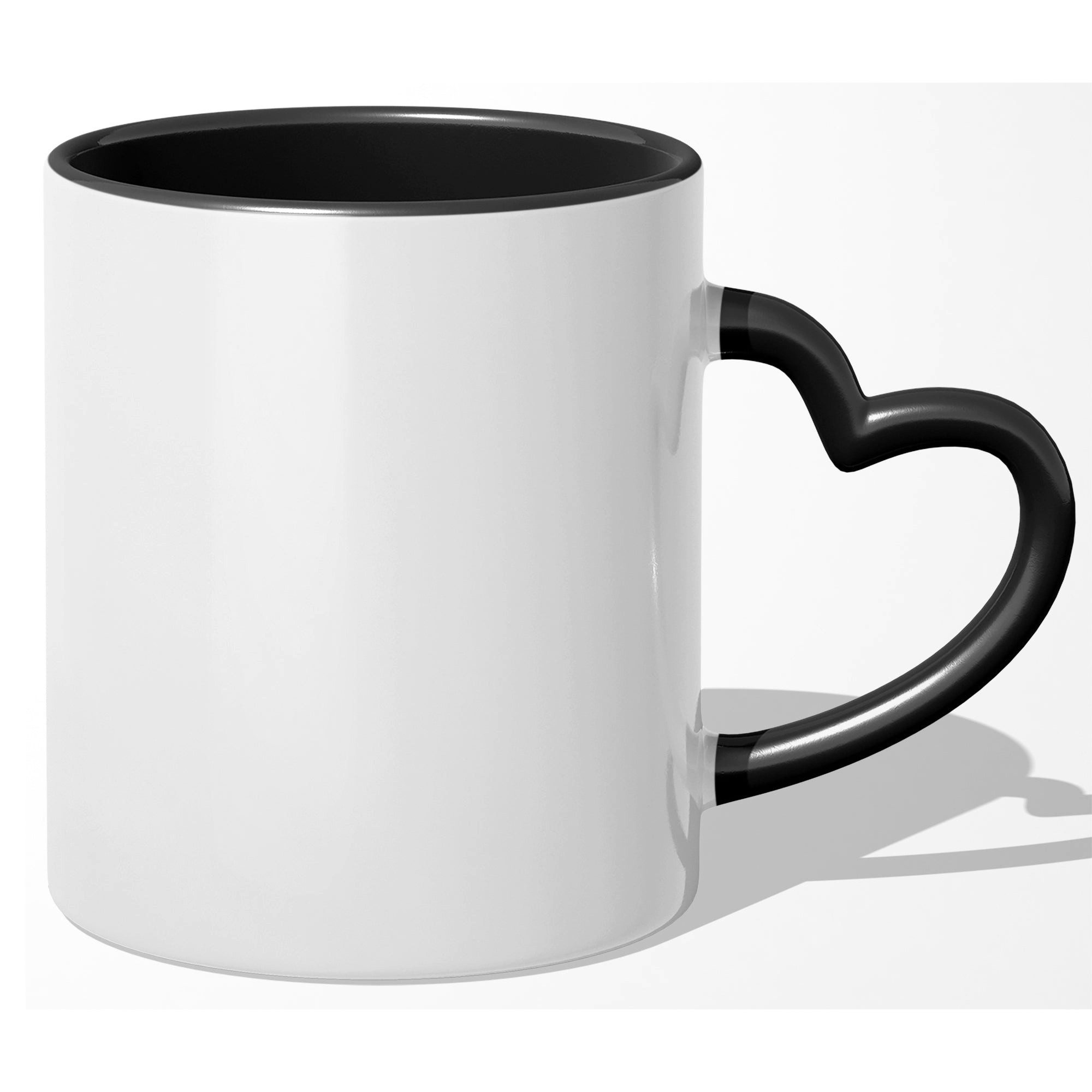 22Feels Tasse 1x Sublimation Rohling Herzhenkel 325ml (11oz) Blanko WEISS-SCHWARZ, 1-tlg.