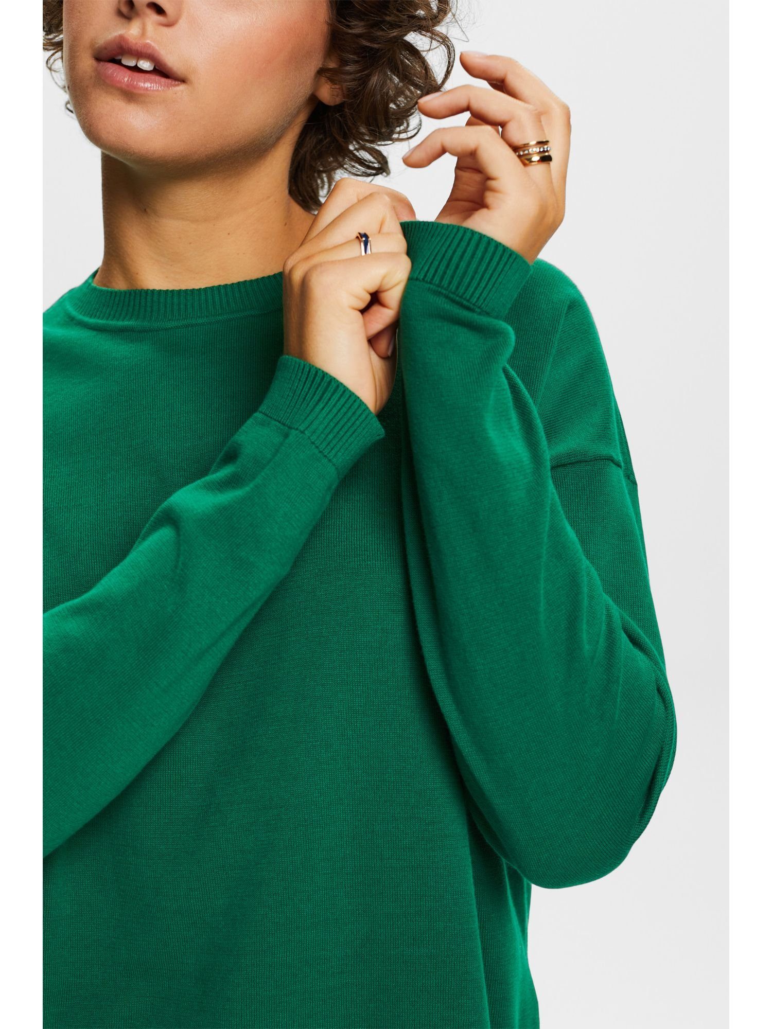 Esprit Rundhalspullover Oversize DARK GREEN Baumwolle % 100 Pullover