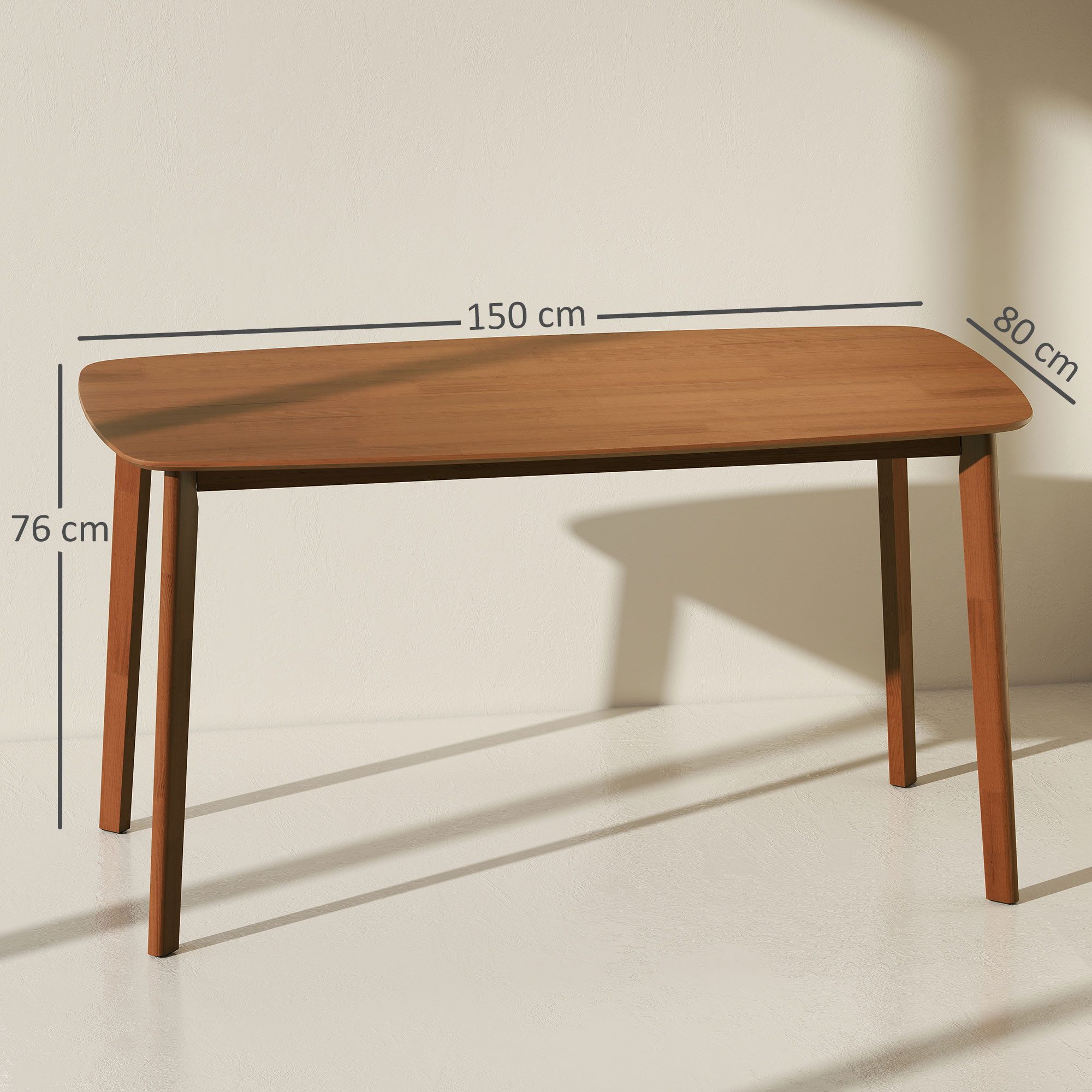 HOMCOM Esstisch 150 x 80 cm Küchentisch für 6 Personen (Holztisch, 1-St., Esszimmertisch), für Küche, Esszimmer und Wohnzimmer Hellbraun