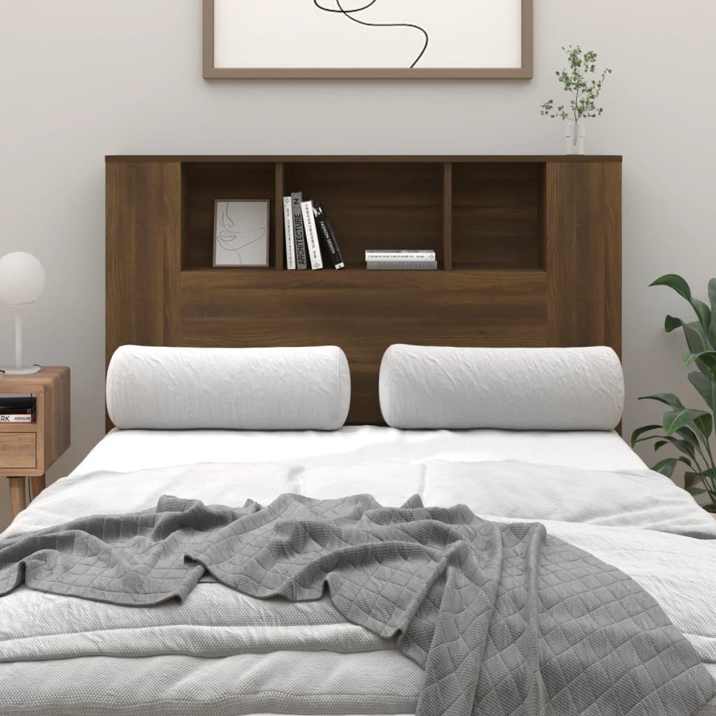 vidaXL Bett Kopfteil mit Ablagen Braun Eichen-Optik 120x18,5x102,5 cm (1-tlg)