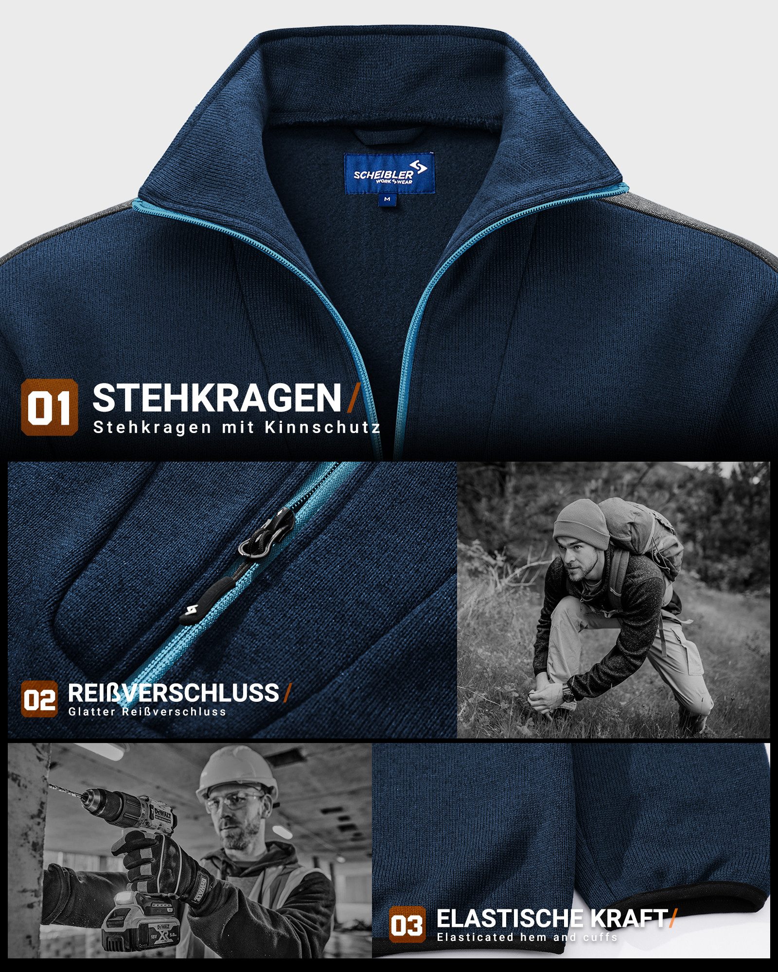 SCHEIBLER WORKWEAR Stehkragenpullover Mellum