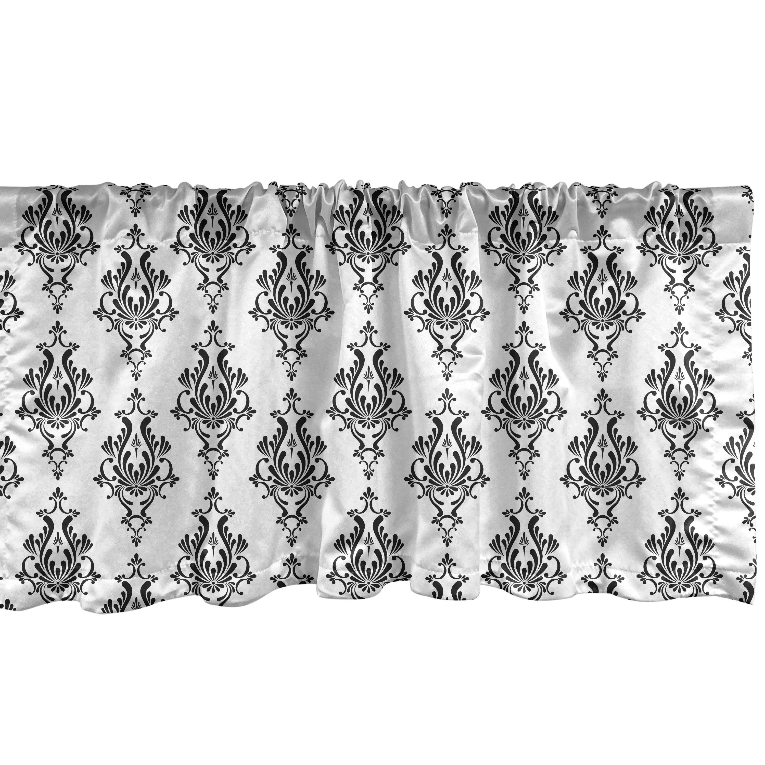 Scheibengardine Vorhang Volant für Küche Schlafzimmer Barock Abakuhaus, Microfaser, Stangentasche, Stil mit Viktorianischer Dekor Jahrgang