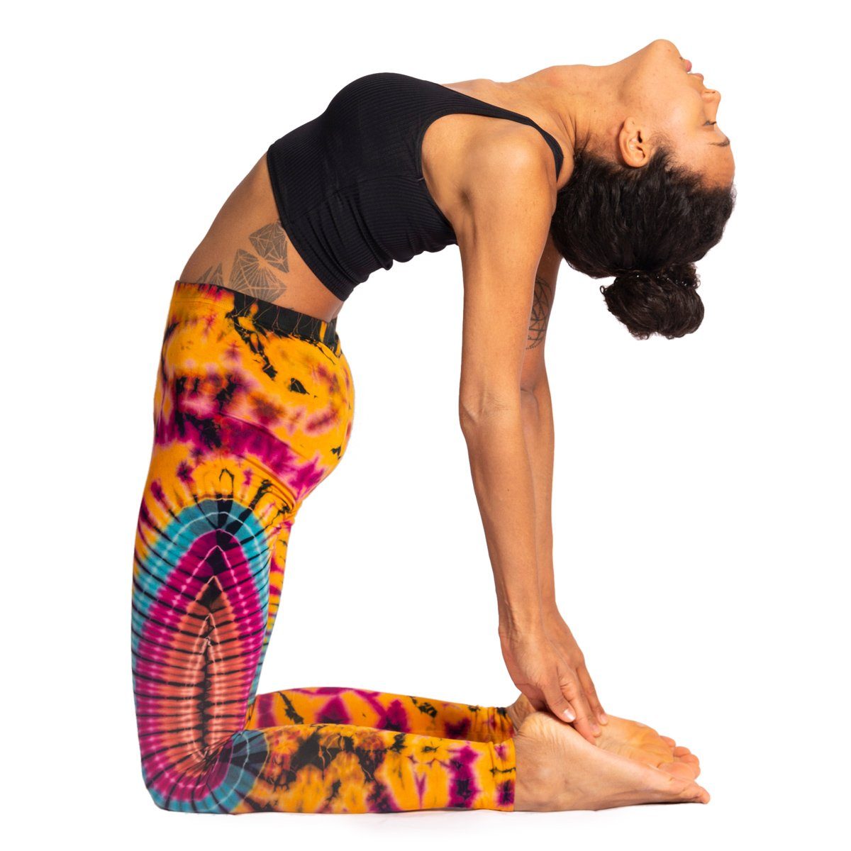 PANASIAM Leggings Unikat Batik Leggings 'Sonne' aus natürlicher Viskose Goa Hose im Batik Look Yogaleggings Sporthose Sportleggings lange Leggings