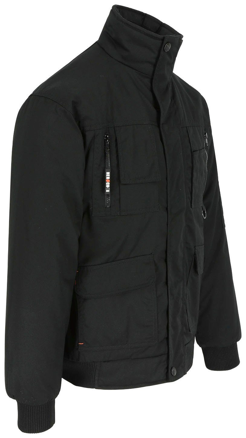 Herock Arbeitsjacke Wasserabweisend Farben Typhon robust, schwarz Fleece-Kragen, viele viele mit Jacke Taschen