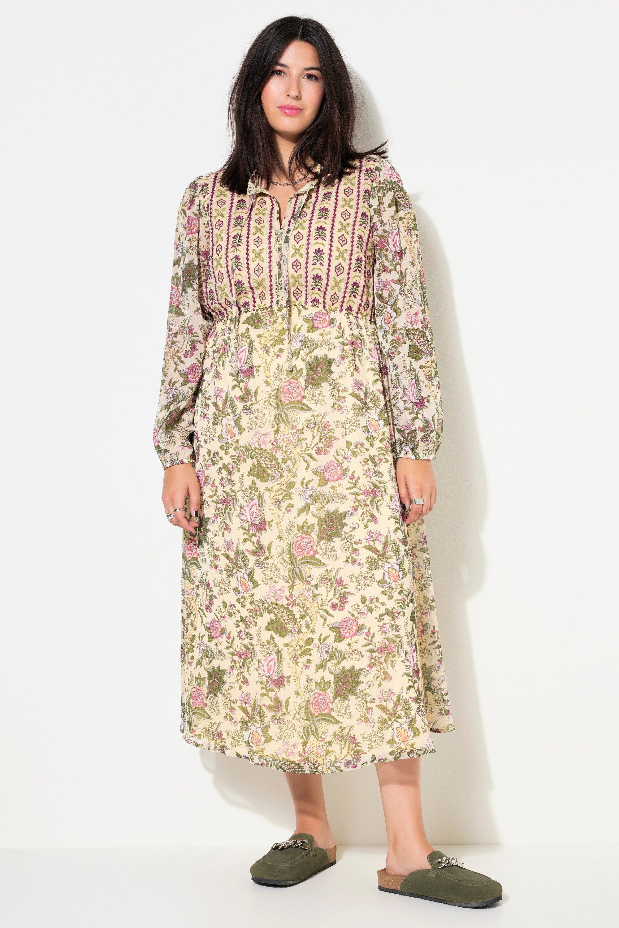 Studio Untold Jerseykleid Maxikleid A-Linie Flowerprint Stickerei