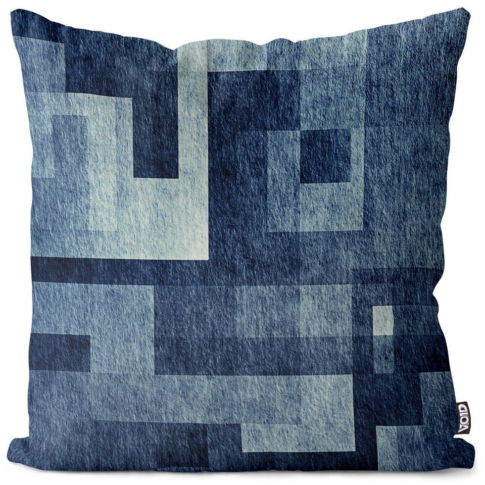Kissenbezug, VOID (1 Stück), Sofa-Kissen Fliesen Muster Blau Grau gemustert  geometrisch abstrakt Wand Oberfläche Batik