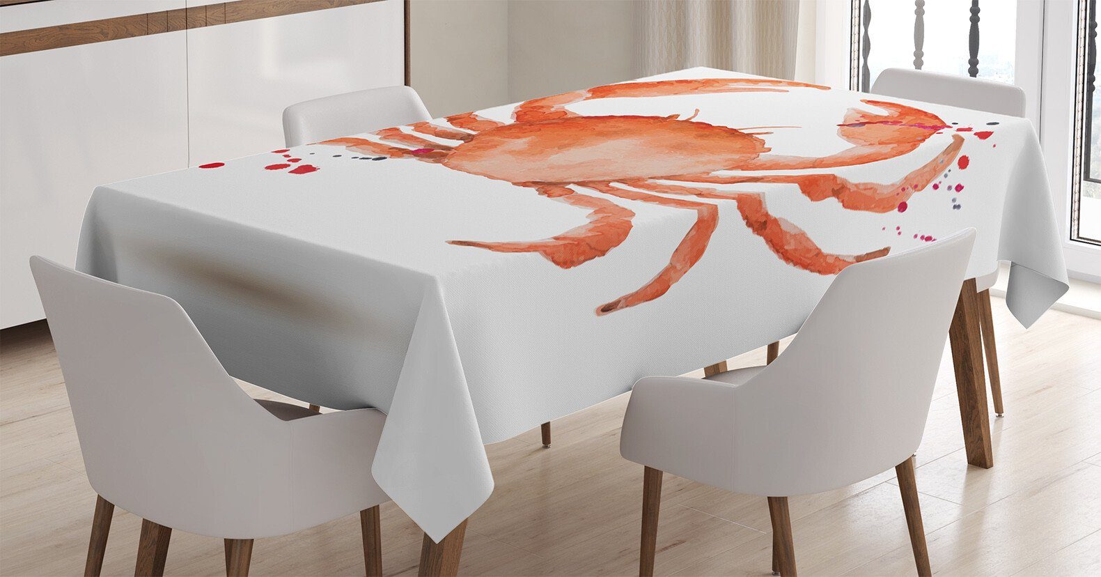 den Seetiere Thema geeignet Bereich Tischdecke Farbfest Für Waschbar Farben, Außen Crabs Klare Ozean Abakuhaus