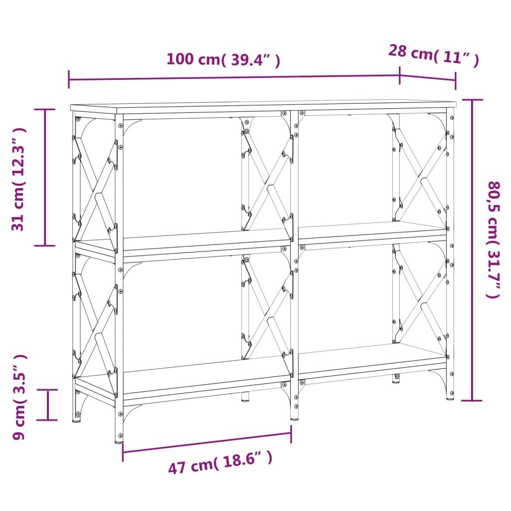 Beistelltisch vidaXL Holzwerkstoff Konsolentisch 100x28x80,5 Räuchereiche | Räuchereiche (1-St) Räuchereiche cm