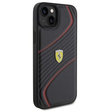Ferrari Smartphone-Hülle Ferrari Apple iPhone 15 Plus Schutzhülle Case Twist Metal Logo Schwarz