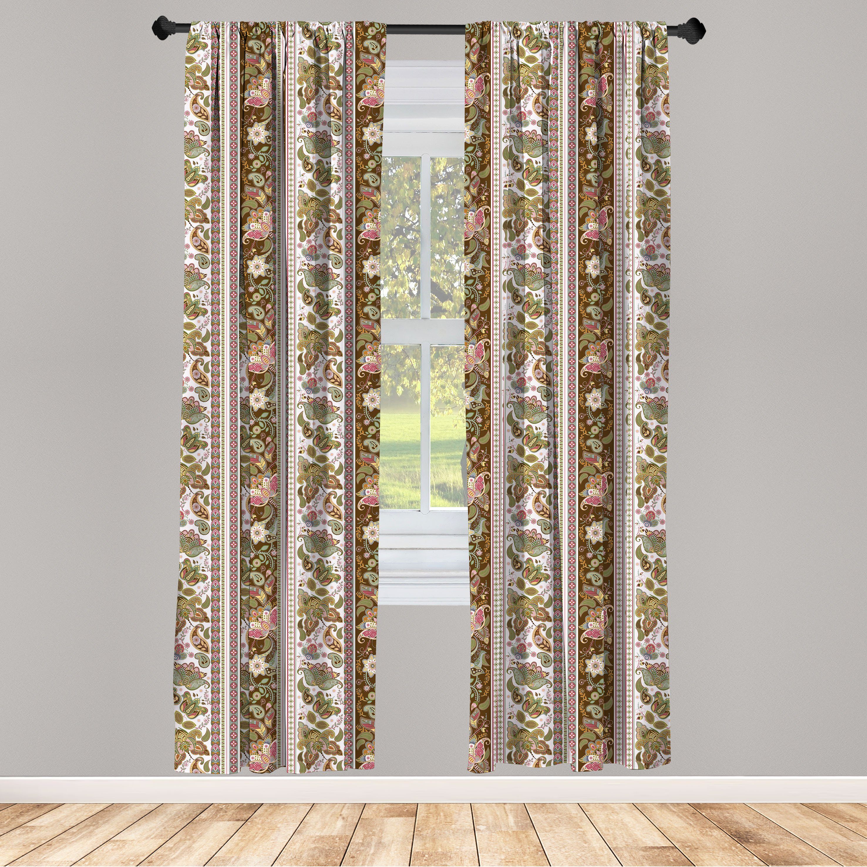 Gardine Vorhang für Wohnzimmer Schlafzimmer Dekor, Abakuhaus, Microfaser, Bunt Persisch Blumenmuster