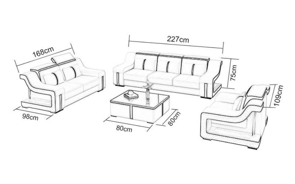 Luxus JVmoebel Made in mit LED Europe stilvolles Sofa Beleuchtung Neu, Sofa Dreisitzer Grauer