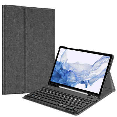 Fintie Tablet-Hülle Tastatur Hülle für Samsung Galaxy Tab S8 11 Zoll 2022 /S7 11 Zoll 2020, Keyboard Cover mit Magnetisch Abnehmbarer Deutscher Bluetooth Tastatur