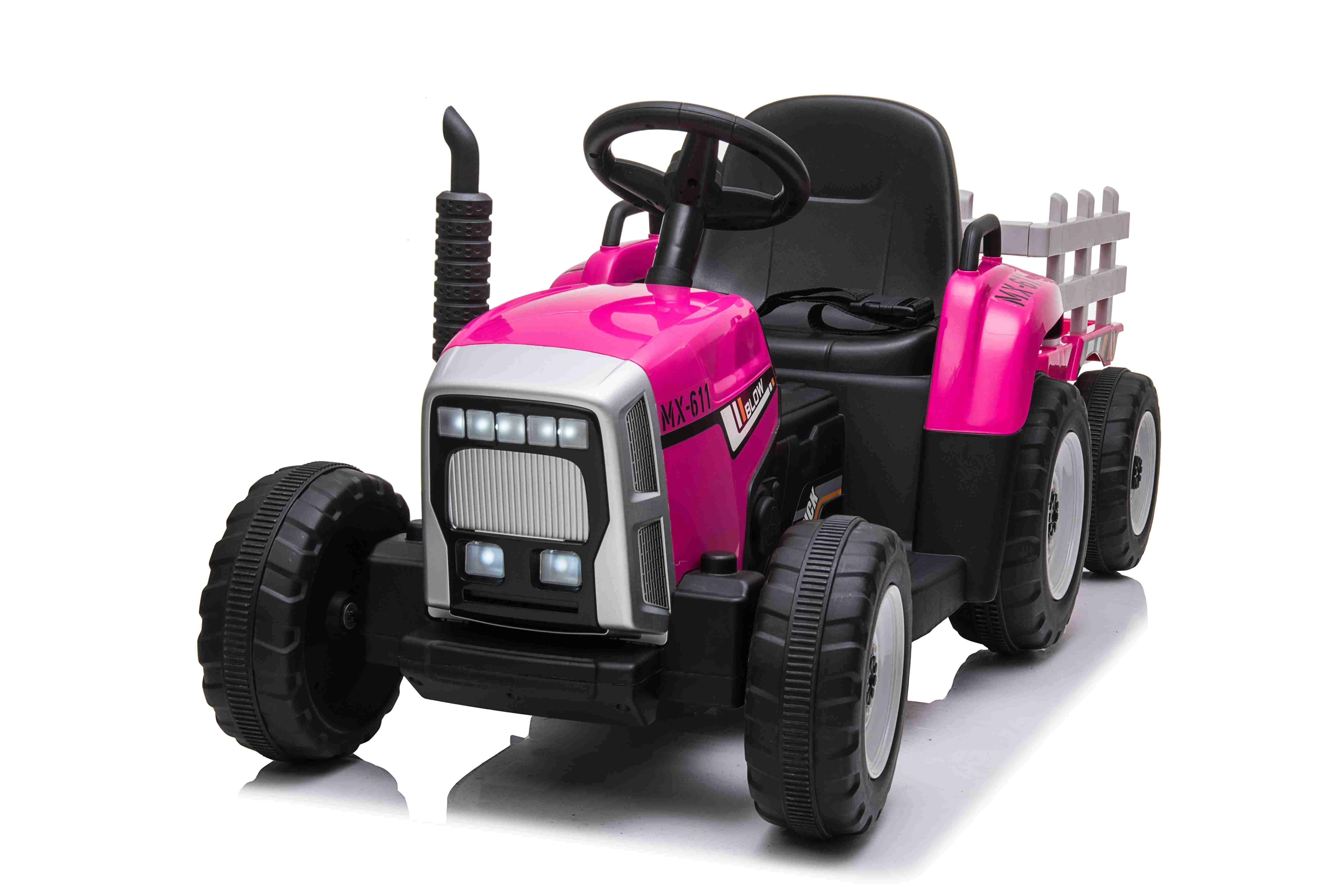 BoGi Elektro-Kindertraktor Elektro-Traktor mit Anhänger 12V – 2x35W Motor, RC, USB/Bluetooth