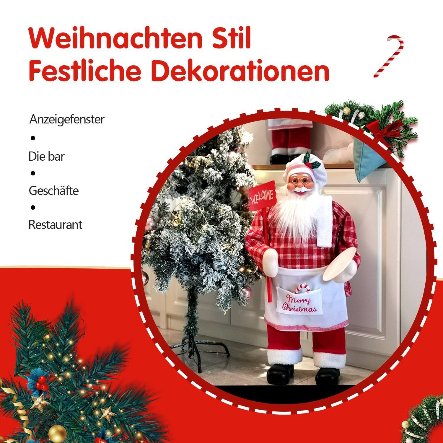 MAGICSHE Weihnachtsmann Dekorationen, Chef Figurinen Puppe Weihnachten Stehen Weihnachtsdekoration