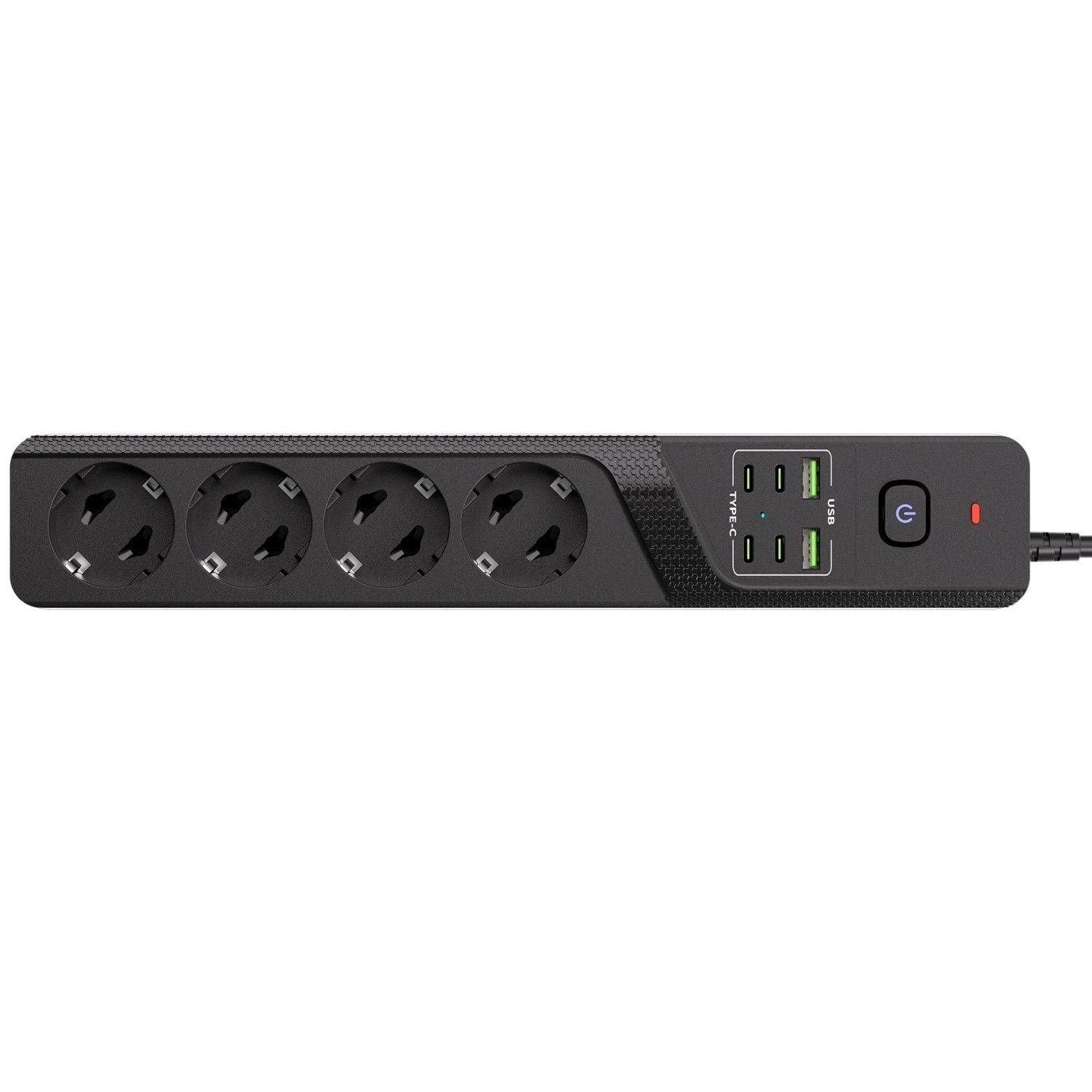 ibettertec 10-in-1 Steckdosenleiste, 4 Steckdosen + 4 USB-C + 2 USB-A Mehrfachsteckdose, Hauptschalter, 32x5,7x3,8 cm, für Büro & Zuhause