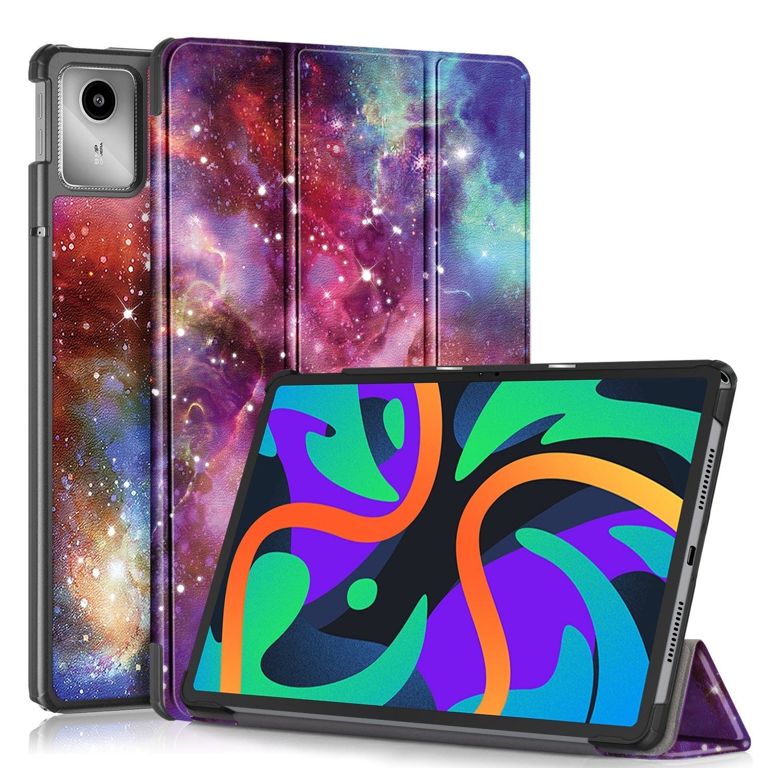 Wigento Tablet-Hülle Für Lenovo Tab M11 3folt Wake UP Smart Cover Tasche Etuis Hülle Motiv