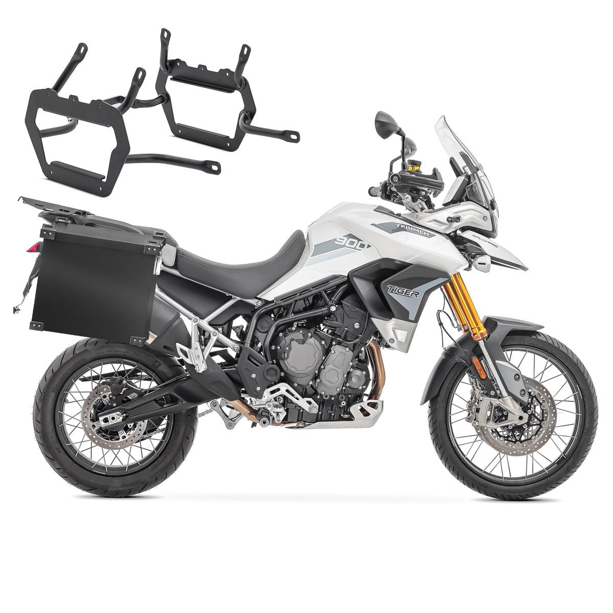 Bagtecs Kofferset Set Alukoffer + Kofferträger passend für Triumph Tiger 900 GT / Rally
