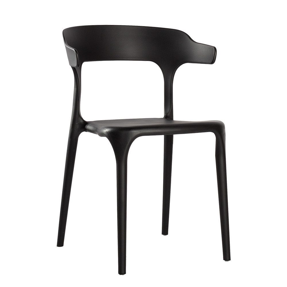 Lüllmann Besucherstuhl 4er Set Designerstuhl aus Polypropylen, mit Armlehnen, schwarz (Spar-Set, 4 St), Designerstuhl aus Kunststoff, robust, pflegeleicht