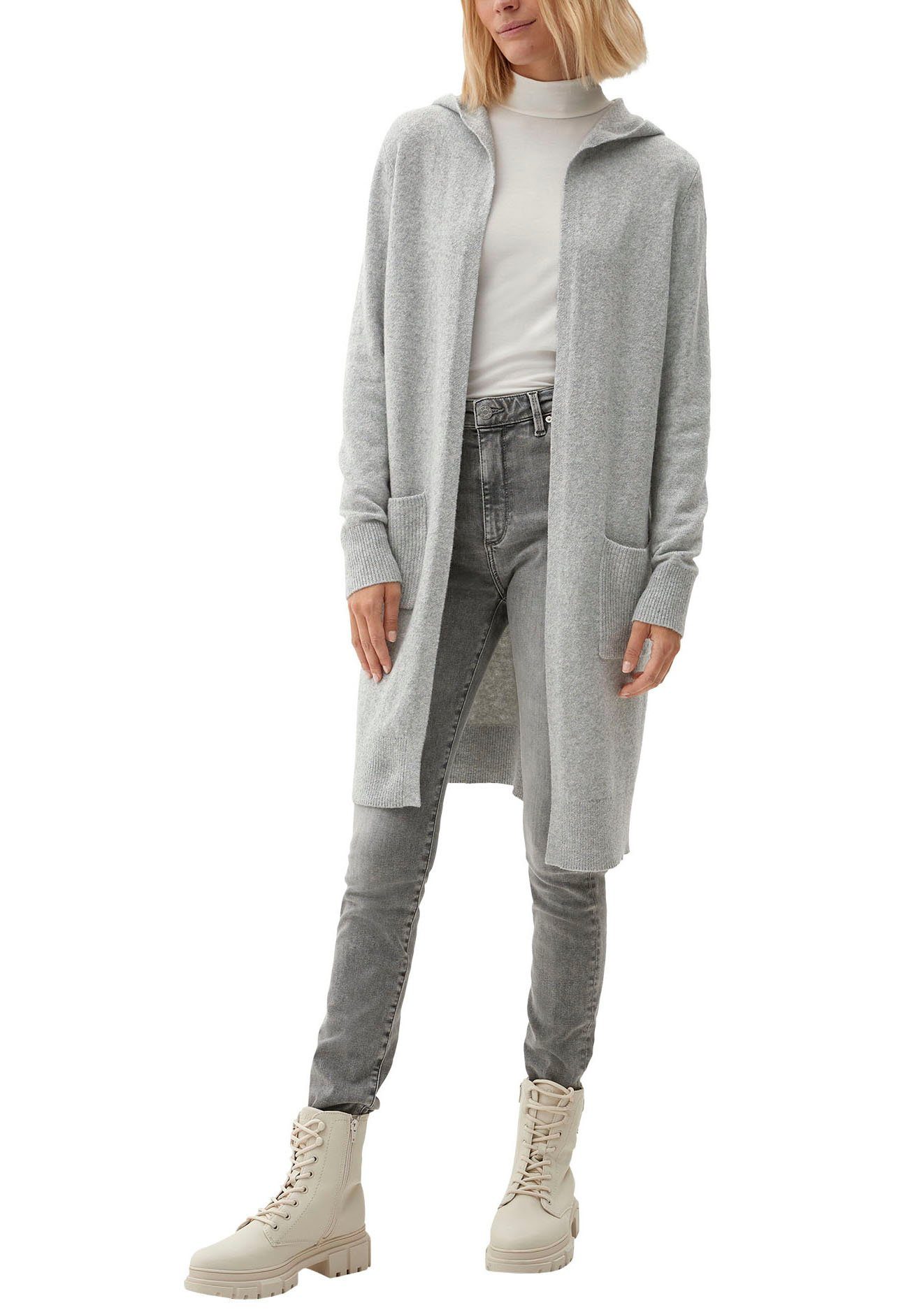 S.Oliver Long-Cardigan Mit Kapuze – Weicher Strick, Baumwollmix – Lässiger Warmhalter