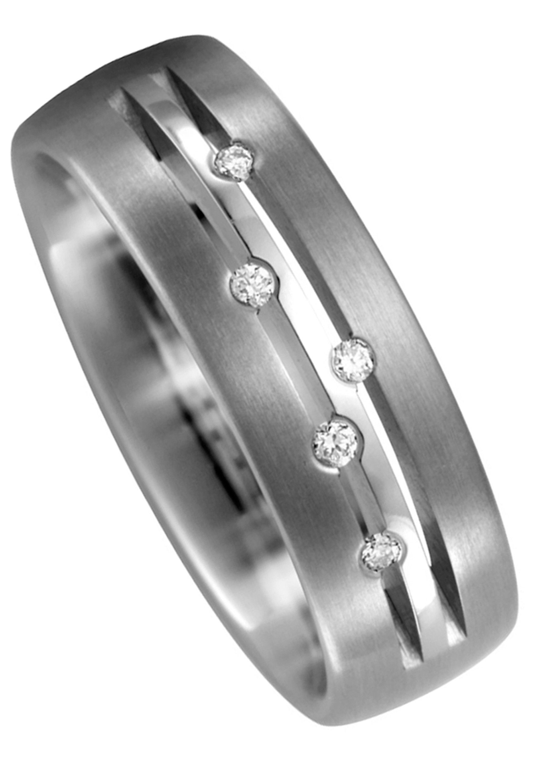 JOBO Fingerring Ring mit 5 Diamanten, Ti... JOBO Fingerring Ring mit 5 Diamanten, Ti...