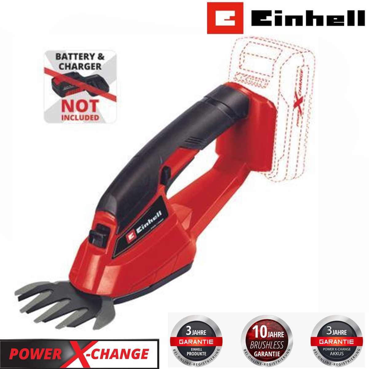 Einhell Akku-Gras- und Strauchscherenset Akku Grasschere GC-AGS 18 Li- 18V,ohne Akku, Ladegerät X-Change