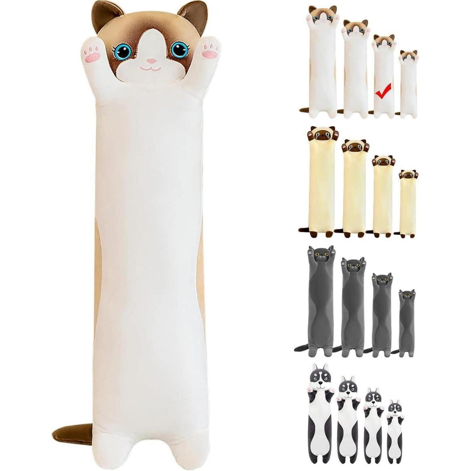 LuxusKollektion Kuscheltier Kuscheltier Katze Plüsch 70cm Kissen Stofftier Geschenk Weiß 70cm