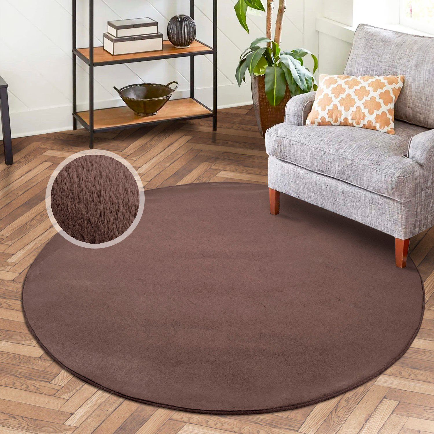 Carpet City Hochflor-Teppich TOPIA400, rund, Höhe: günstig online kaufen
