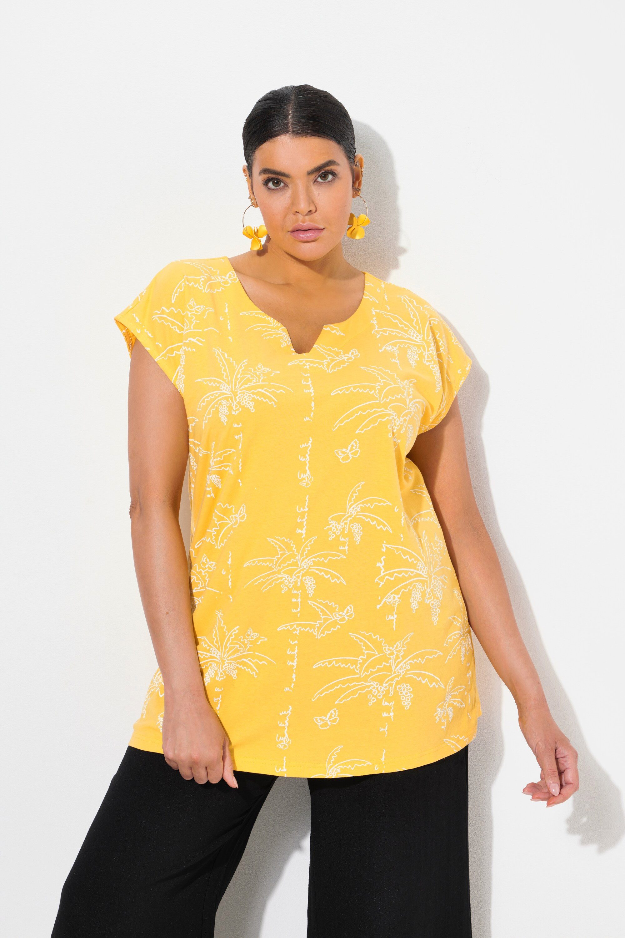 Ulla Popken T-Shirt Top Palmen Boxy günstig online kaufen