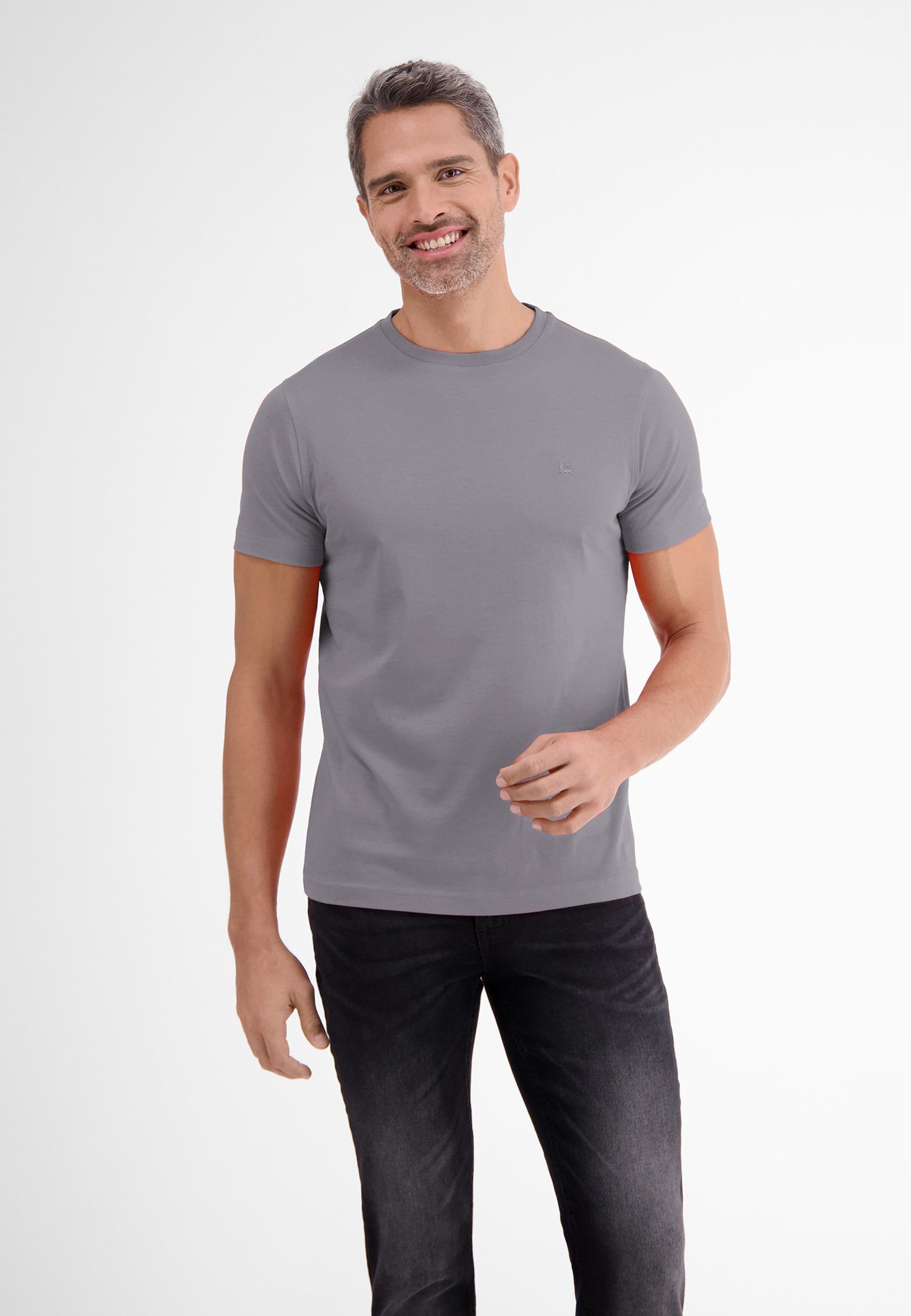 LERROS T-Shirt LERROS Basic T-Shirt in vielen Farben GREY MELANGE