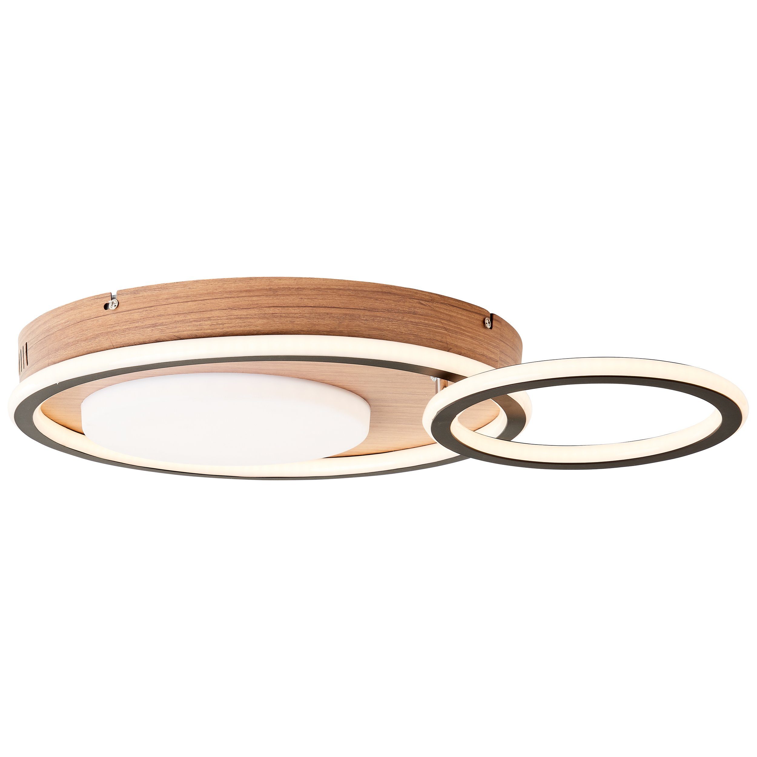 Brilliant LED Deckenleuchte Karney, Dimmfunktion, Memoryfunktion, mehrere Helligkeitsstufen, LED fest integriert, Warmweiß, 40x57 cm, 5600 lm, warmweiß, schwenk- u. dimmbar, Aluminium, Holzoptik