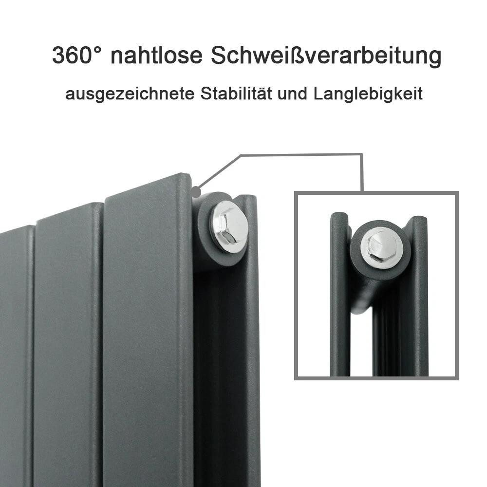 AICA Heizkörper Design-Heizkörper Flach Weiß / Anthrazit Doppellagig Mittelanschuss
