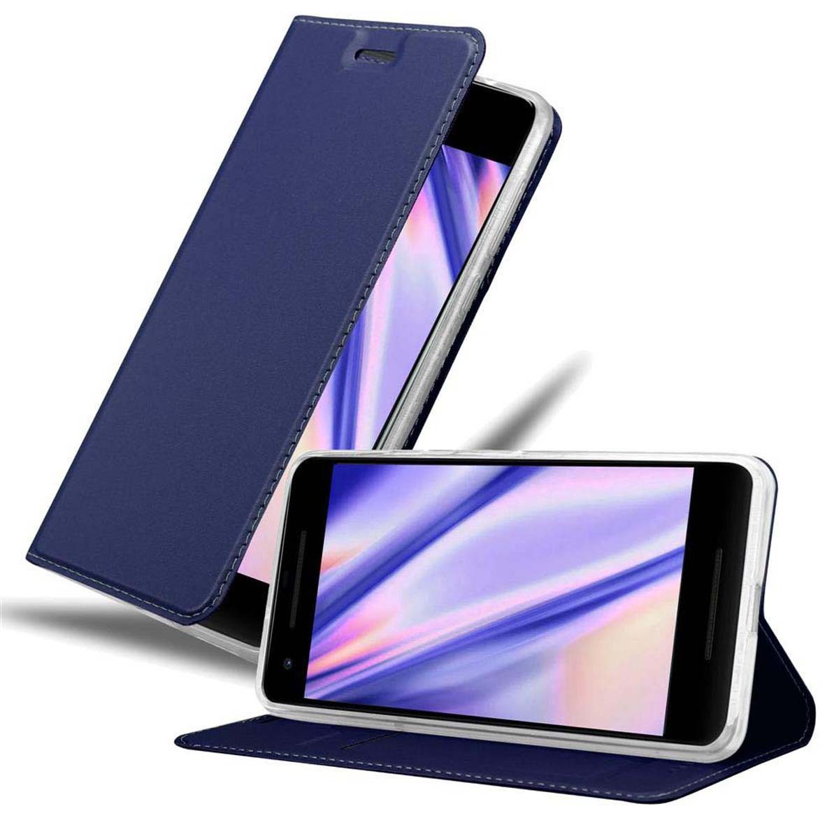 Cadorabo Handyhülle für Google PIXEL 2 XL Hülle Google PIXEL 2 XL, Schutzhülle Hülle mit Standfunktion, Magnetverschluss und Kartenfach