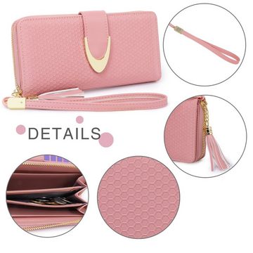 Pomelo Best Geldbörse Damen Handytasche Portemonnaie Portmonee Geldbeutel Weich Leder Lang (Frauen Handtasche Ledergeldbörse Brieftasche mit 12 Kartenfächer, Slim Wallet, Kreditkartenetui, Kartenetui, Kartenhalter), NFC RFID-Schutz mit Münzfach Groß 19,5 x 10,5 x 3,5cm