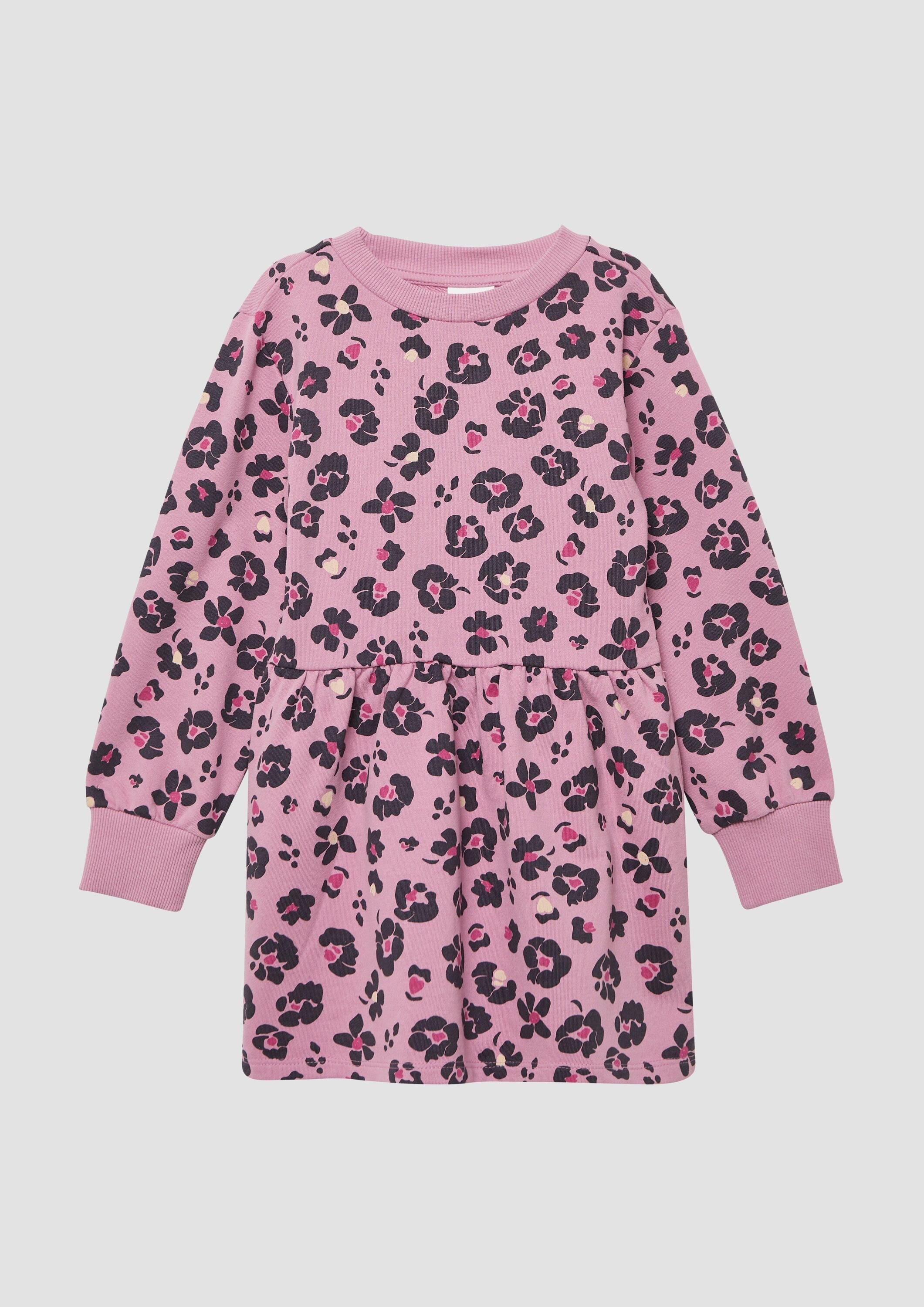 s.Oliver Minikleid Kleid Kurzes Sweatkleid aus Baumwollmix mit All-over-Print