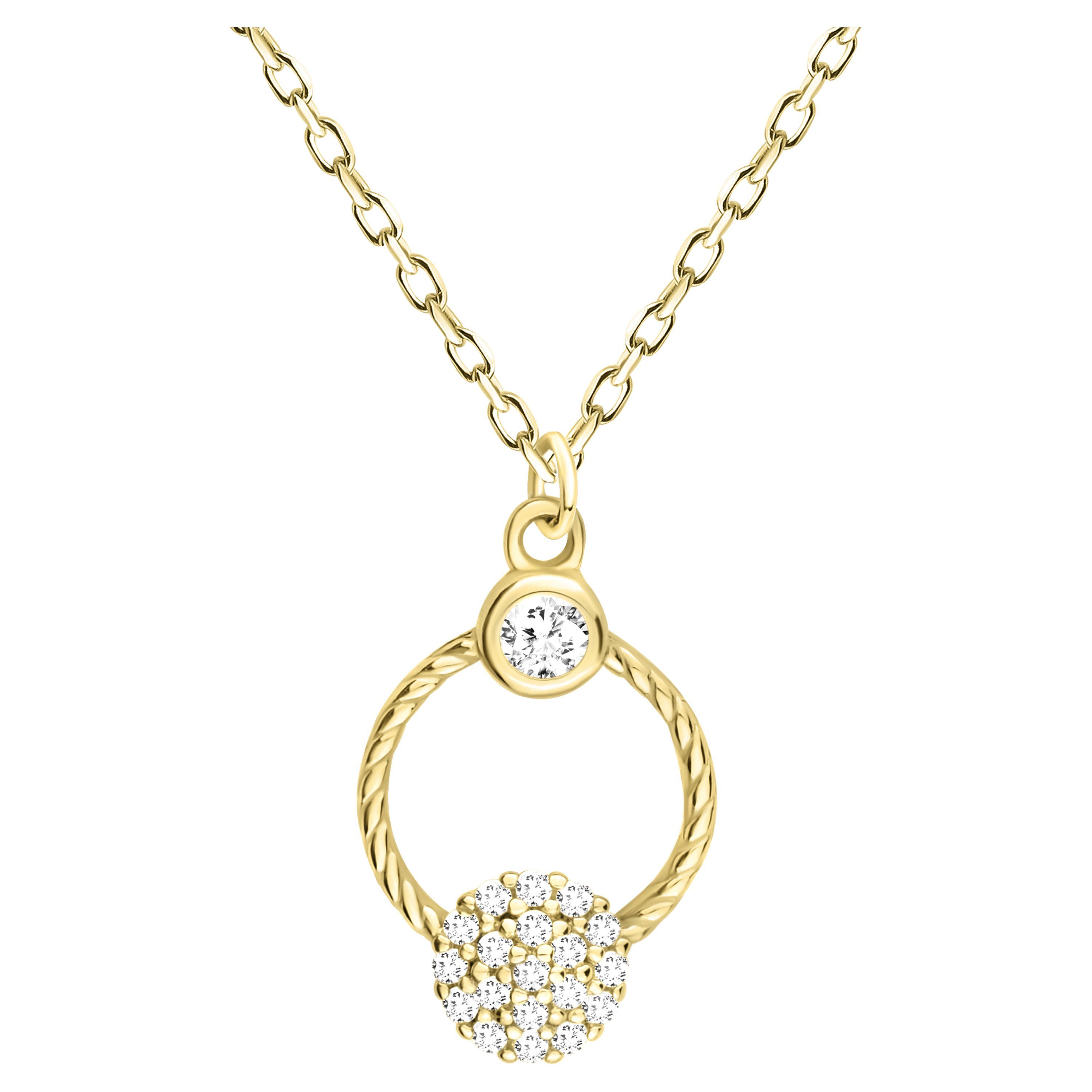 Sofia Milani Kette mit Anhänger Kreis, 925 Silber Damen Schmuck gold