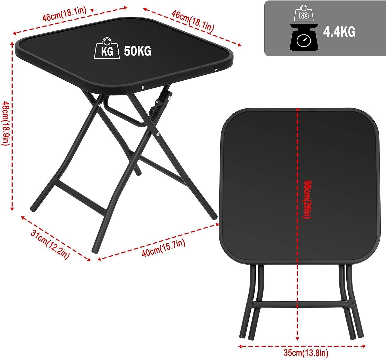 EUGAD Gartentisch (1-St), Beistelltisch klappbar, aus Glas&Metall, rechteckig