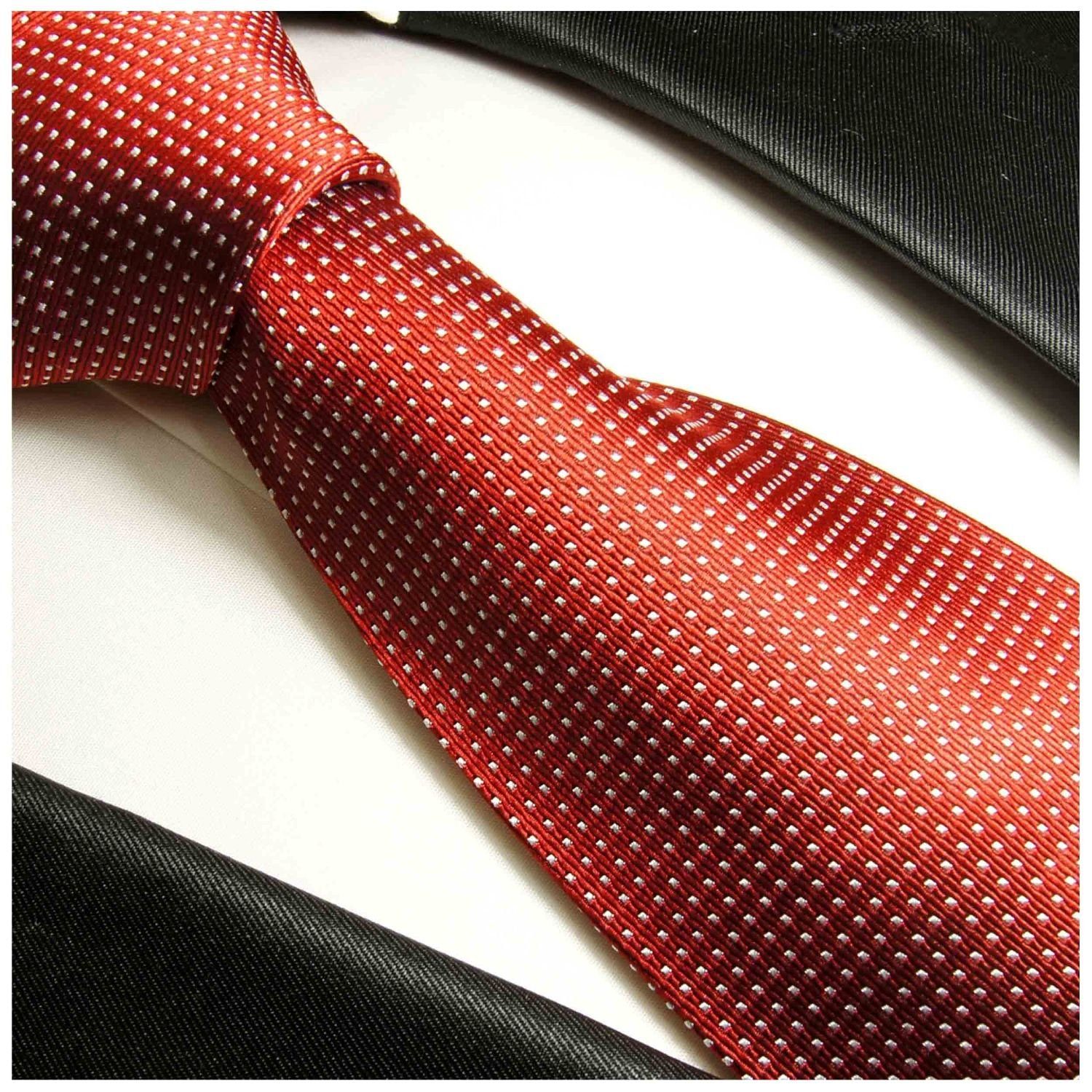 gepunktet rot Malone Krawatte 933 100% Paul Herren Seidenkrawatte (8cm), Breit Schlips modern Seide