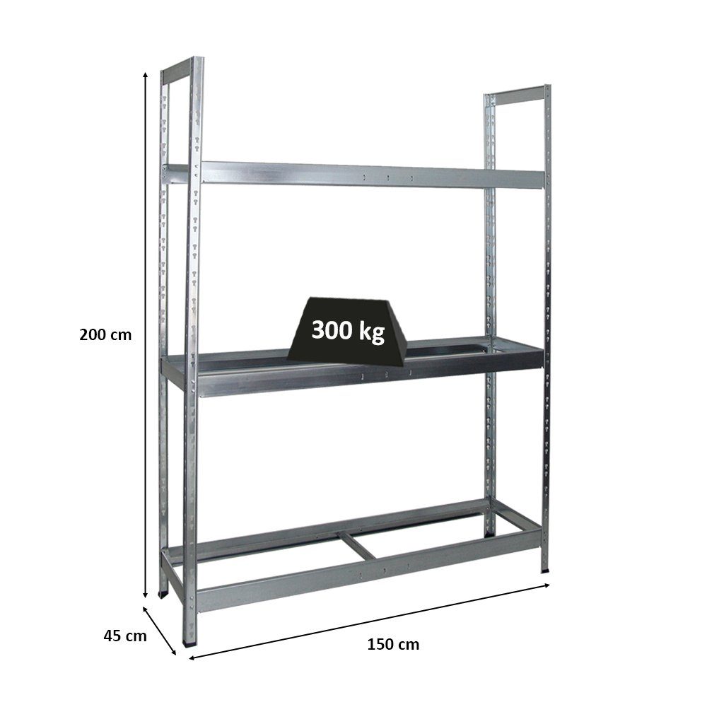 PROREGAL® Schwerlastregal bis Reifenregal XL 300kg Verzinkt Fachlast, Tiger Reifen 18-21 zu