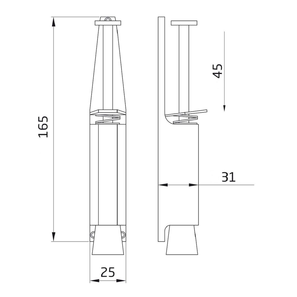 MS Beschläge Bodentürstopper Türfeststeller Türstopper 165mm Höhe Feststeller