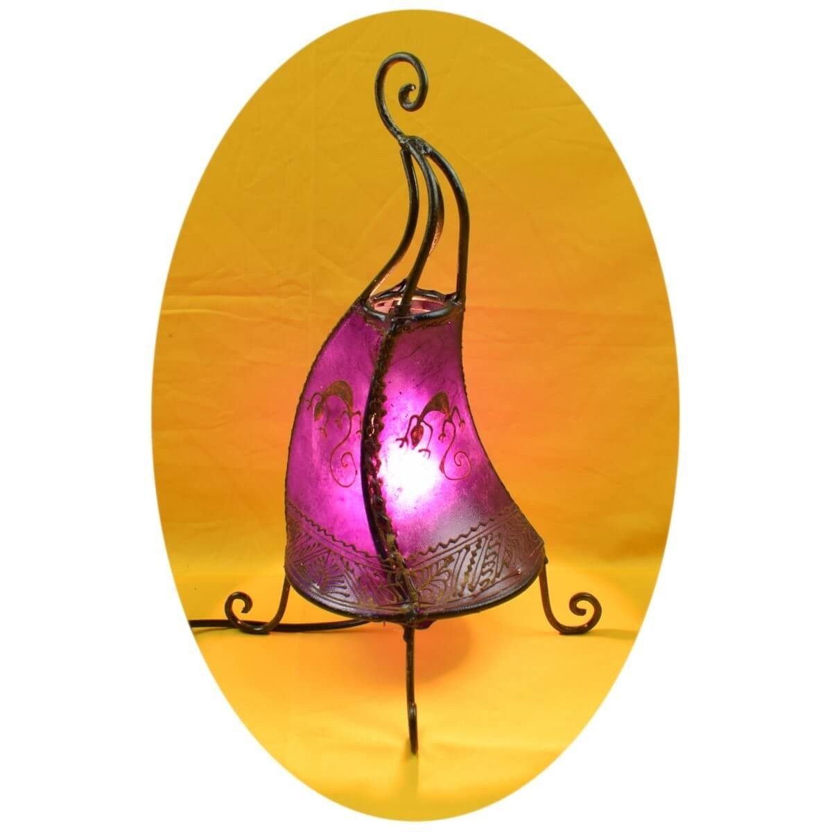 Gecko marokkanische Lederlampe Lila 40 Ambilight, Warmweiß, Coq Stehlampe Leuchtmittel, SIMANDRA ohne cm,