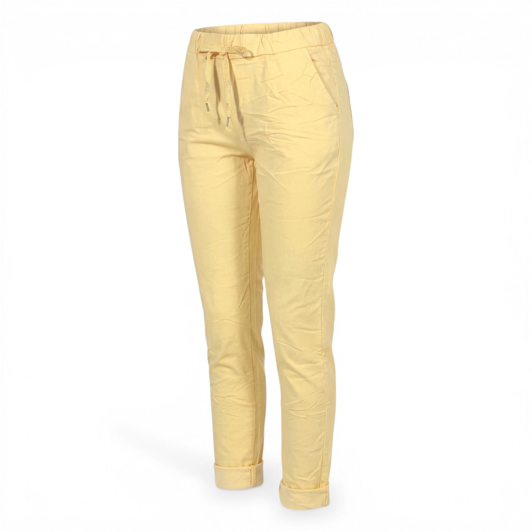 OriginalYou Schlupfhose Damen Sommerhose bequeme Chinohose mit Stretch in Größe 36-48 erhältlich, moderner Knitterlook, elastischer Bund