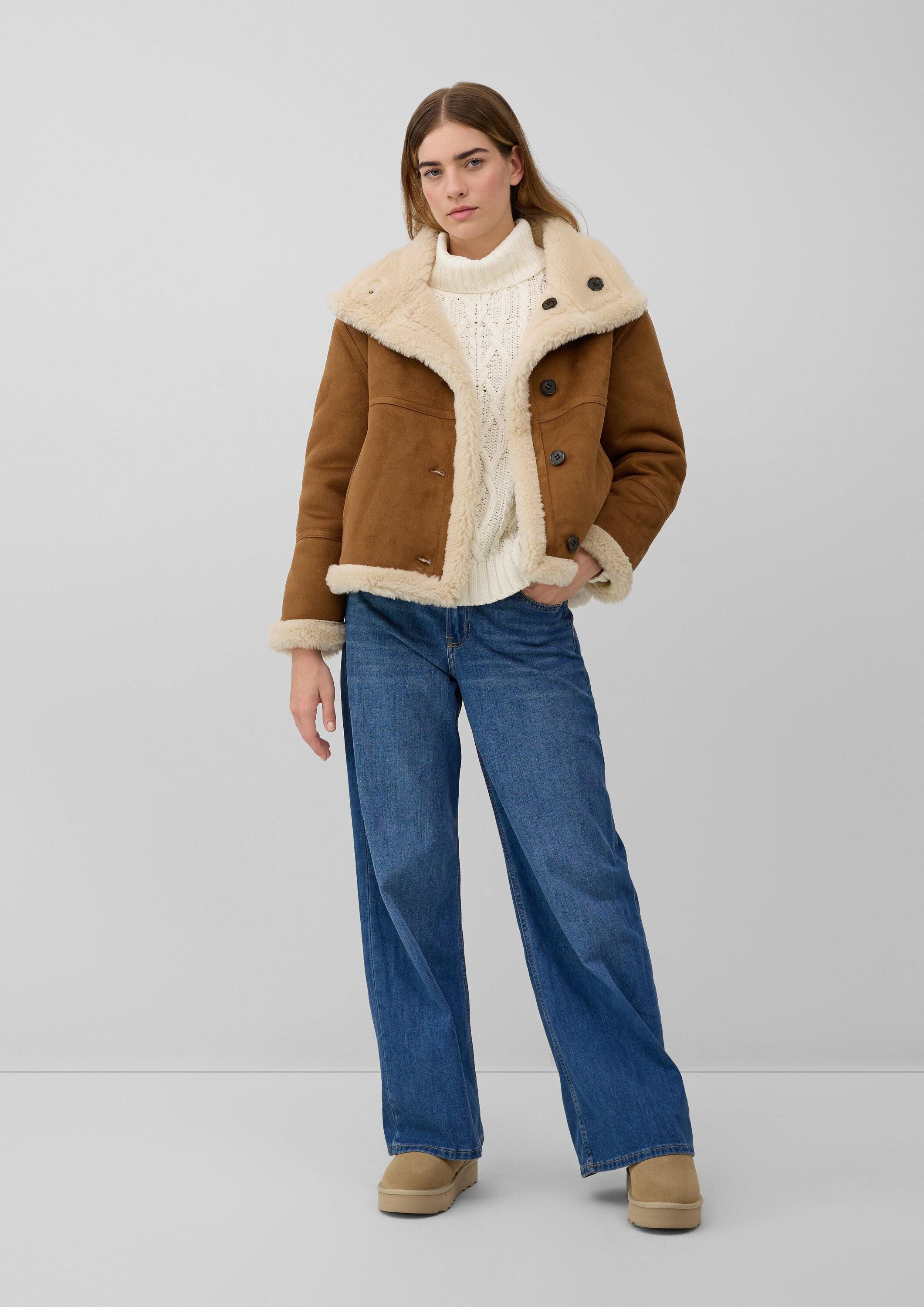 s.Oliver Winterjacke Outdoor-Jacke Wendejacke mit Teddyplüsch