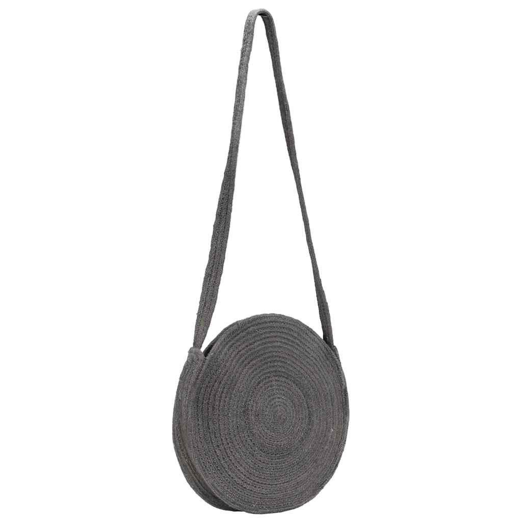 vidaXL Handtasche Runde Schultertasche Dunkelgrau Handgefertigt Jute