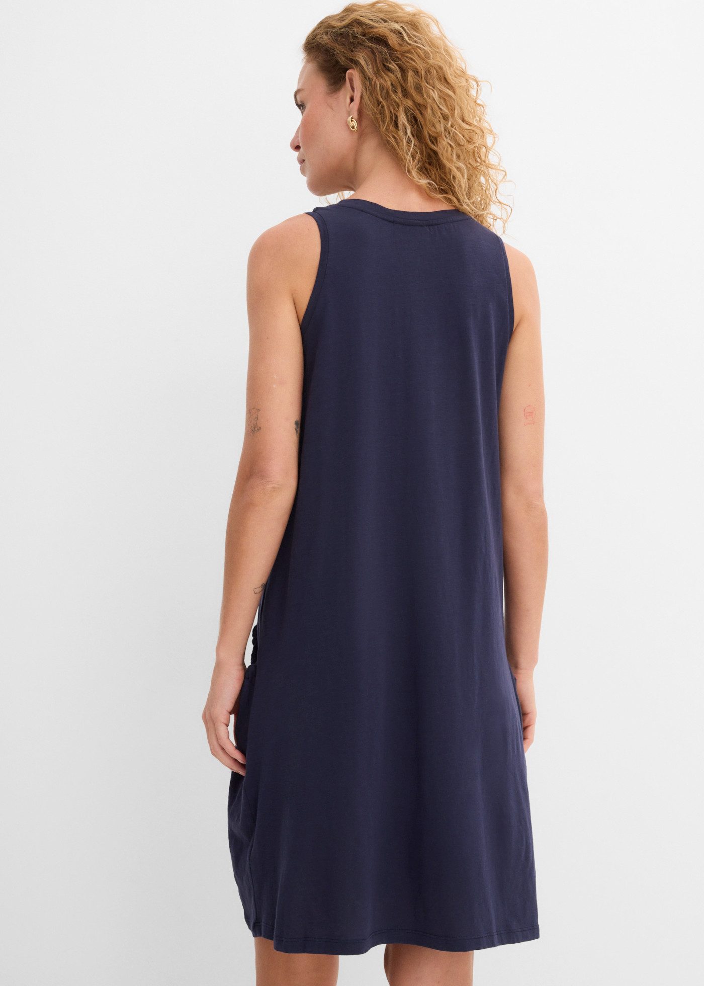 bonprix Jerseykleid für den Alltag, ärmellos, aus Baumwolle, in A-Linie, mit Taschen