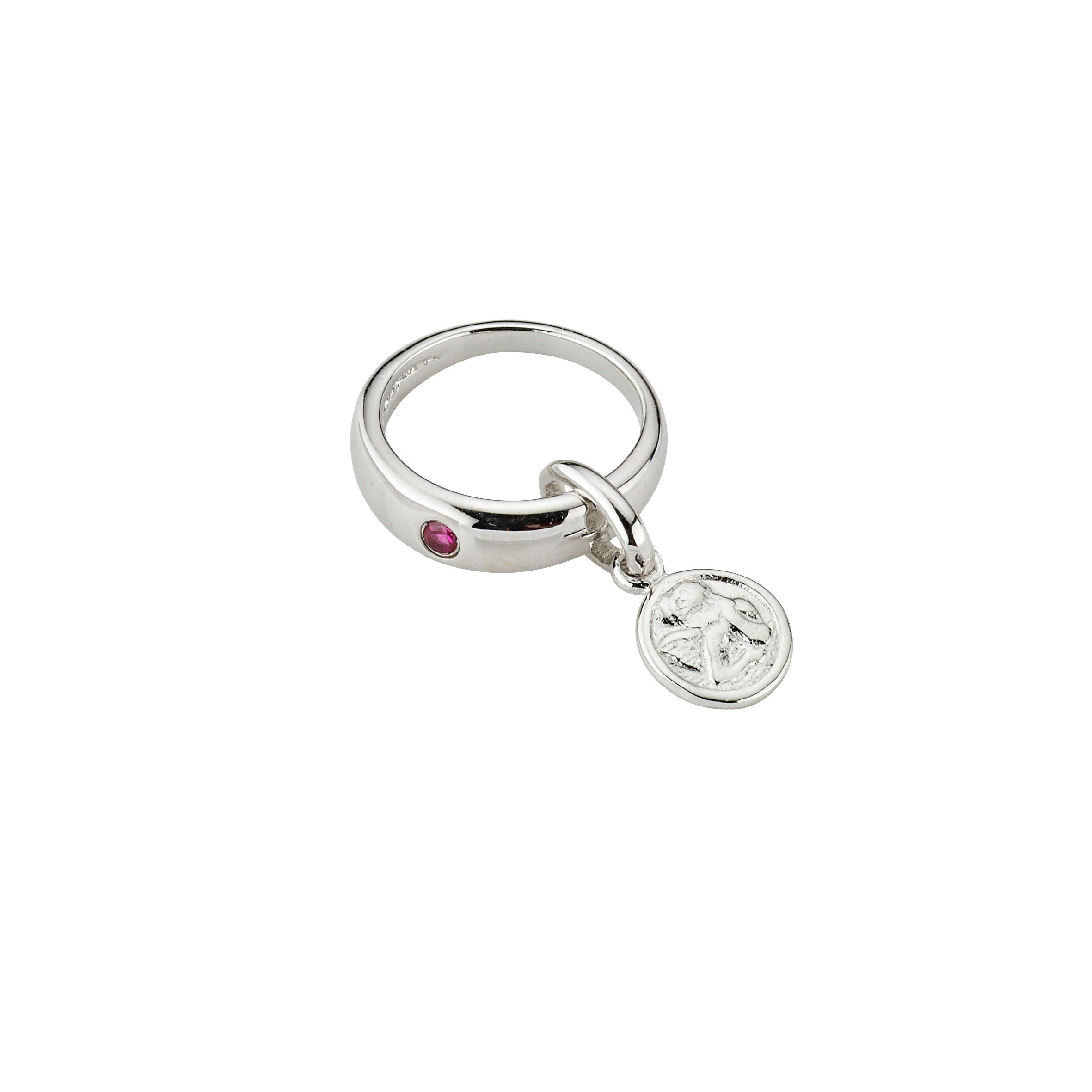 Firetti Kettenanhänger Schmuck Geschenk Silber 925 Halsschmuck Anhänger Taufring Engelmotiv, mit Zirkonia (synth)